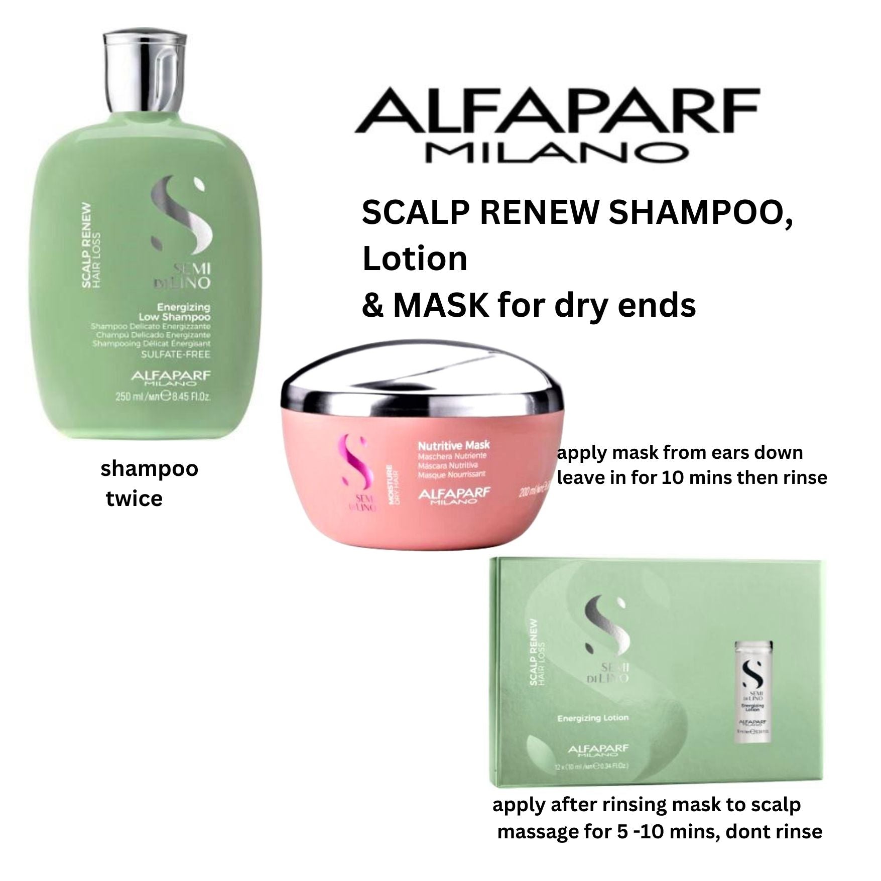 ALFAPARF Scalp Renew Shampoo, Lotion & mask