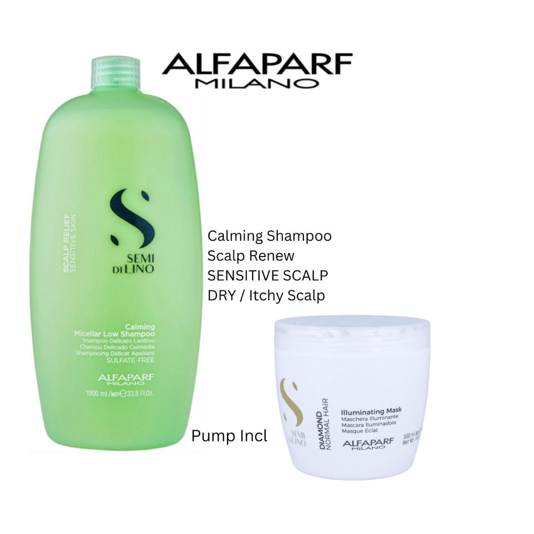 Alfaparf semi di lino scalp releif Calming shampoo and diamond mask