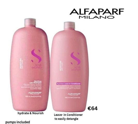 ALFAPARF Semi Di Lino Moisture Shampoo and Leave In Conditioner 1000ml +pumps