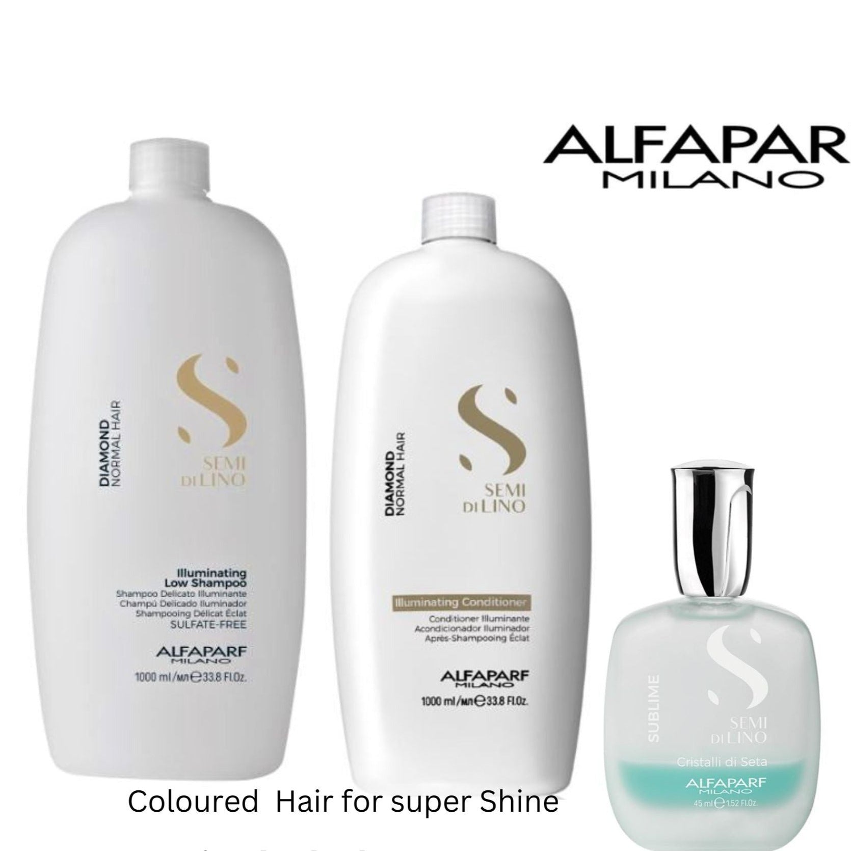 ALFAPARF Semi Di Lino DIAMOND Shampoo, Conditioner & Cristalli di Seta –