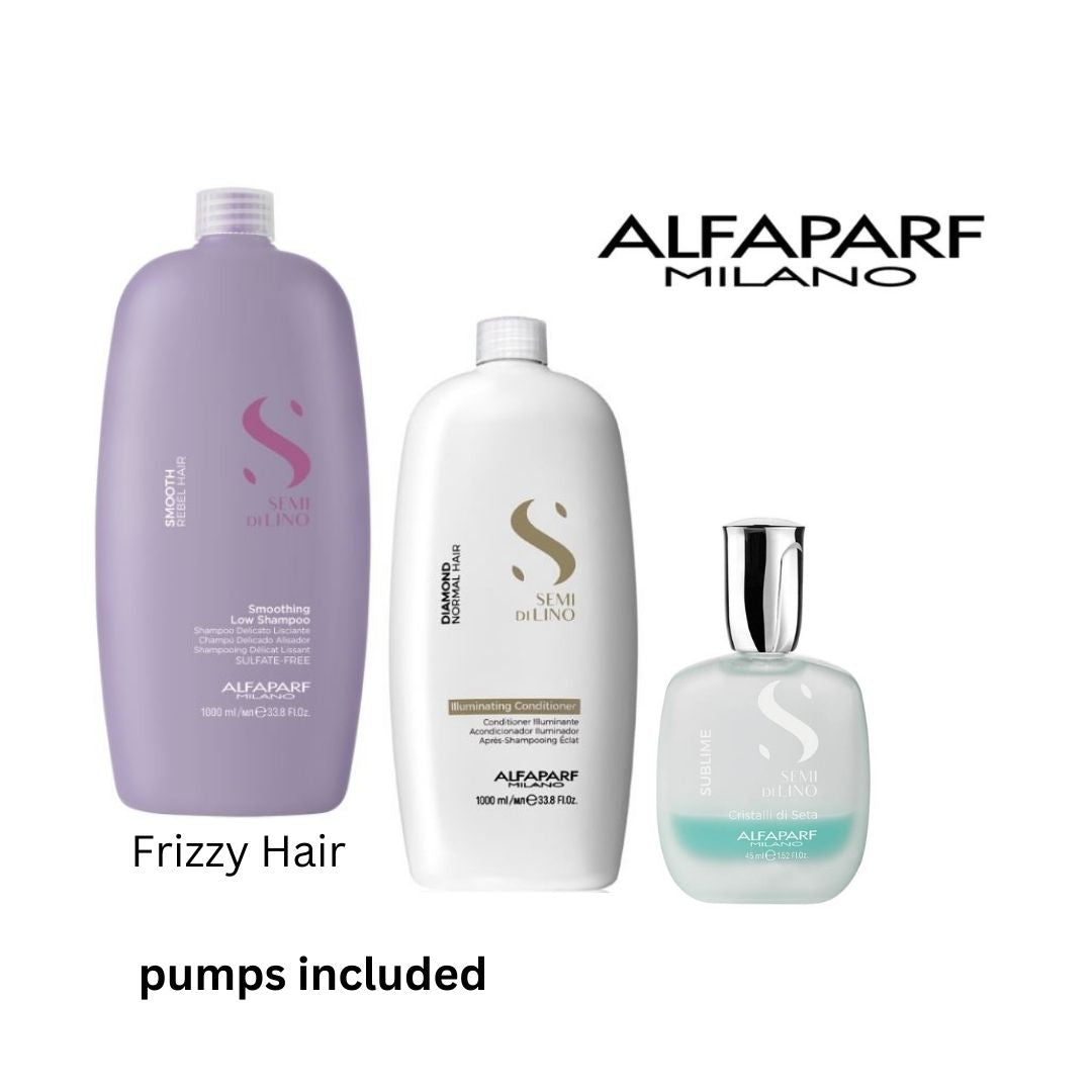 ALFAPARF Smoothing Shampoo, diamond Conditioner & Cristalli di Seta –